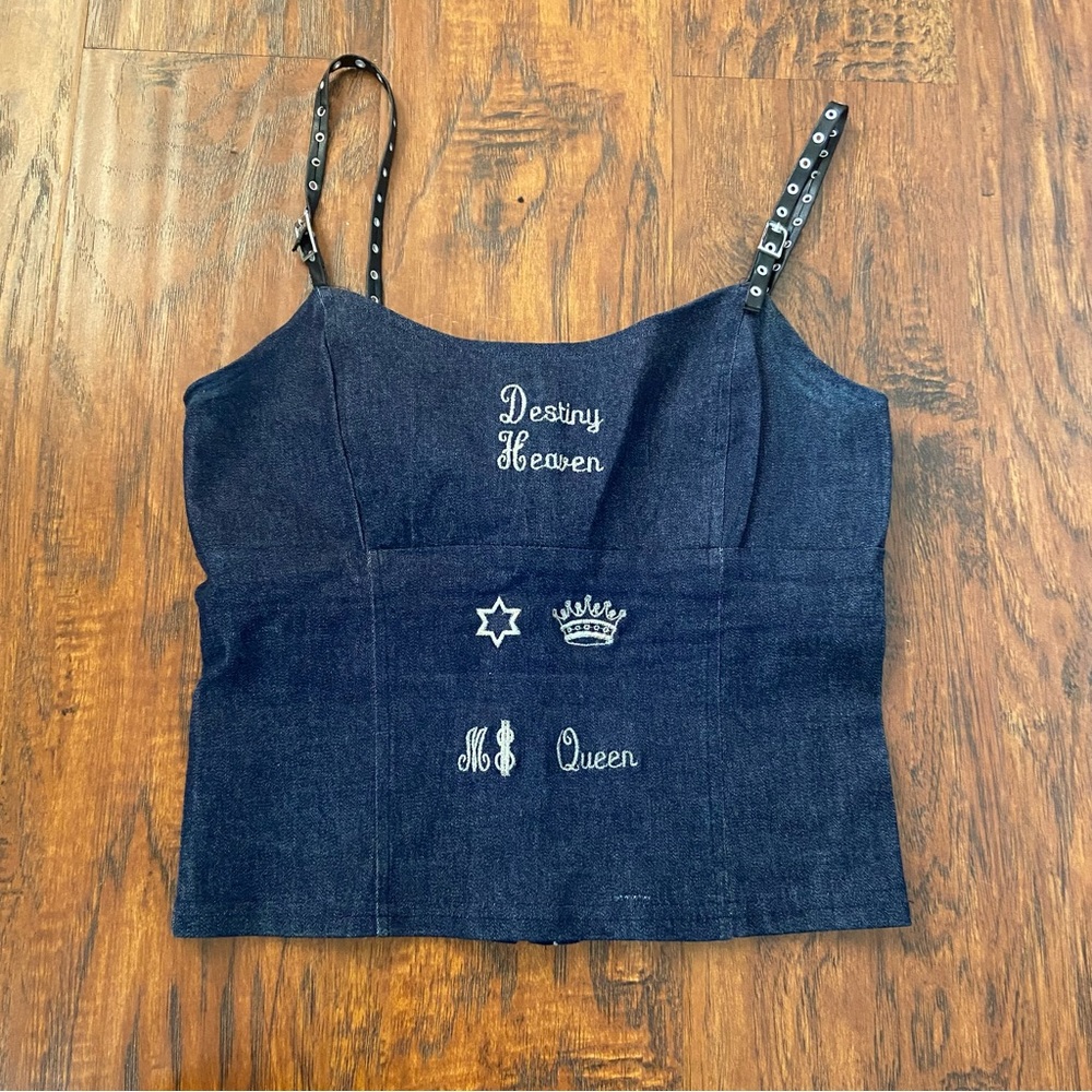 Vintage 90s y2k denim bustier corset like top